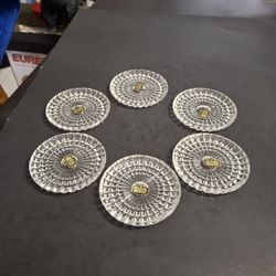 Vintage 1980's Six 24% Lead Crystal Coasters, By Forever Crystal Geometri Pattern Made In Zajecar Yugoslavia 3 5/8 (2 Sets In Stock)