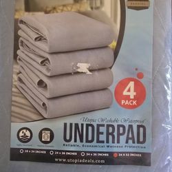 Utopia Bedding Washable Underpads 34" x 52" (Pack of 4), Waterproof Reusable Heavy Absorbency