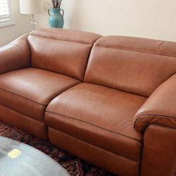 Leather Sofa - Cognac Brown 