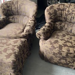 Plush and Wide Chairs, Ottoman - BOGO