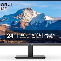 KOORUI 24-inch Computer Monitor Full HD 1920 x 1080p 100Hz VA Display 3000:1 Contrast Ratio with HDMI VGA, Three-Sided Slim Bezels, Freesync, 100 x 10