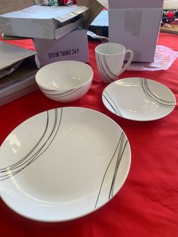 Dishes: NEW : service for 4. $25.00.  Chino, ca