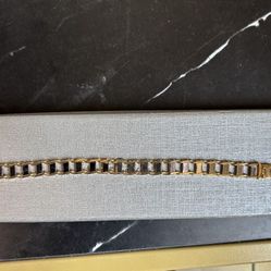 Men's  14k 2-Tone Gold Railroad  Bracelet 