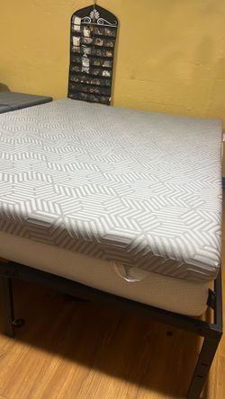 Bed frame with Mattress and topper