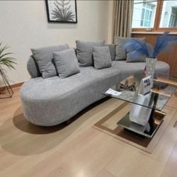 Grey Modern Sectional Sofa Curved New