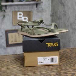 Nwt Teva Womens Slim Lea Sport Sandal Burnt Olive Green 9m