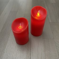 Red Real Wax Moving Wick Flameless Candle Lights Flickering