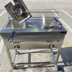 freidora de dos canastas de acero inoxidable de gas propano