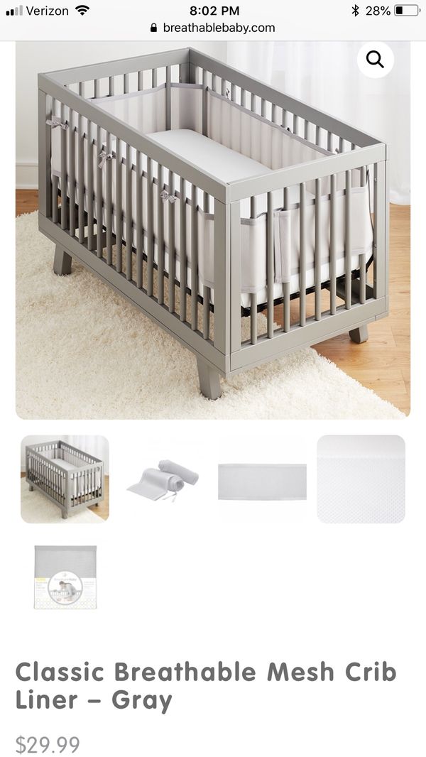 Breathable Baby Mesh Crib Liner Gray For Sale In Jacksonville Fl
