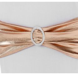 Spandex Rose Gold Chair Sashes Bows 100 Pack Stretch Chair Bands Elastic Chairs Ties for Wedding Decorations Party Reception Events Banquet Decor
