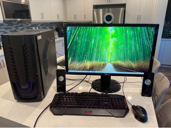 Complete PC Setup Bundle – Desktop + Monitor + Mic + Webcam + Accessories (Ready to Use)