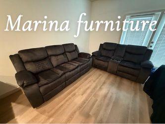 Dark Brown Reclining Sofa and Loveseat Set