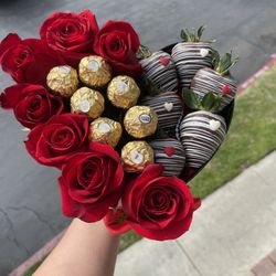 Valentines Chocolate And Flower Box