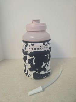 Large Pink Hydro-jug with Cow Print Cover