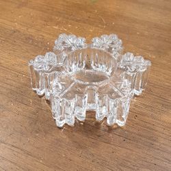 Snowflake Clear Glass Tealight Or Votive Candle Holder 