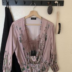 Zara Blush Bodysuit/ Lace Bralette/ Sz Medium