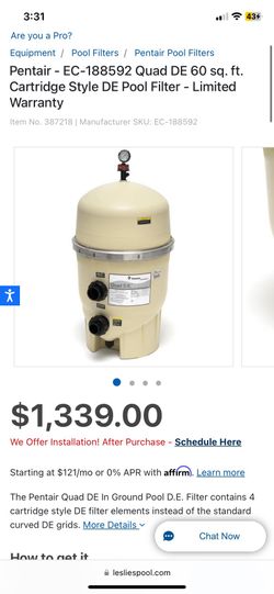 Pentair Quad DE Pool Filter