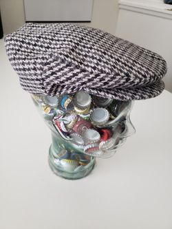 Vintage Huckle Hat #57 - Gray - Super Cabby Newsboy - Tweed Wool Polyester