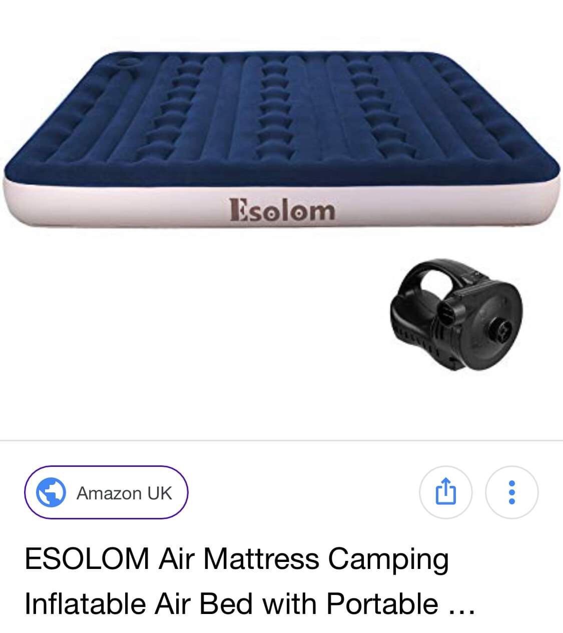 esolom air mattress with re-chargeable pump