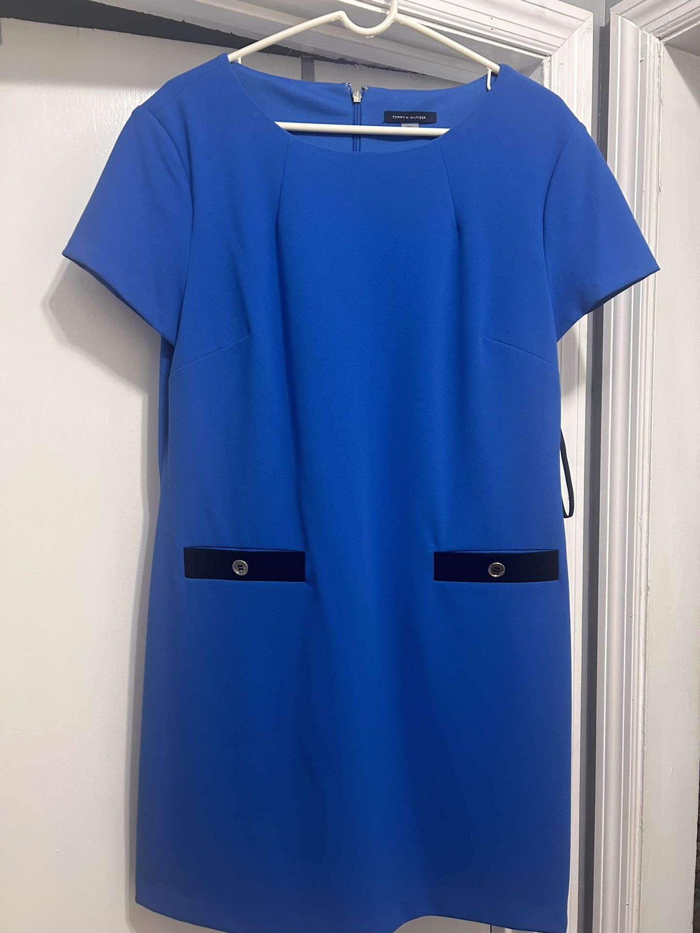 New With Tags. Size 16 Tommy Hilfiger Dress. Blue With Black Trim 