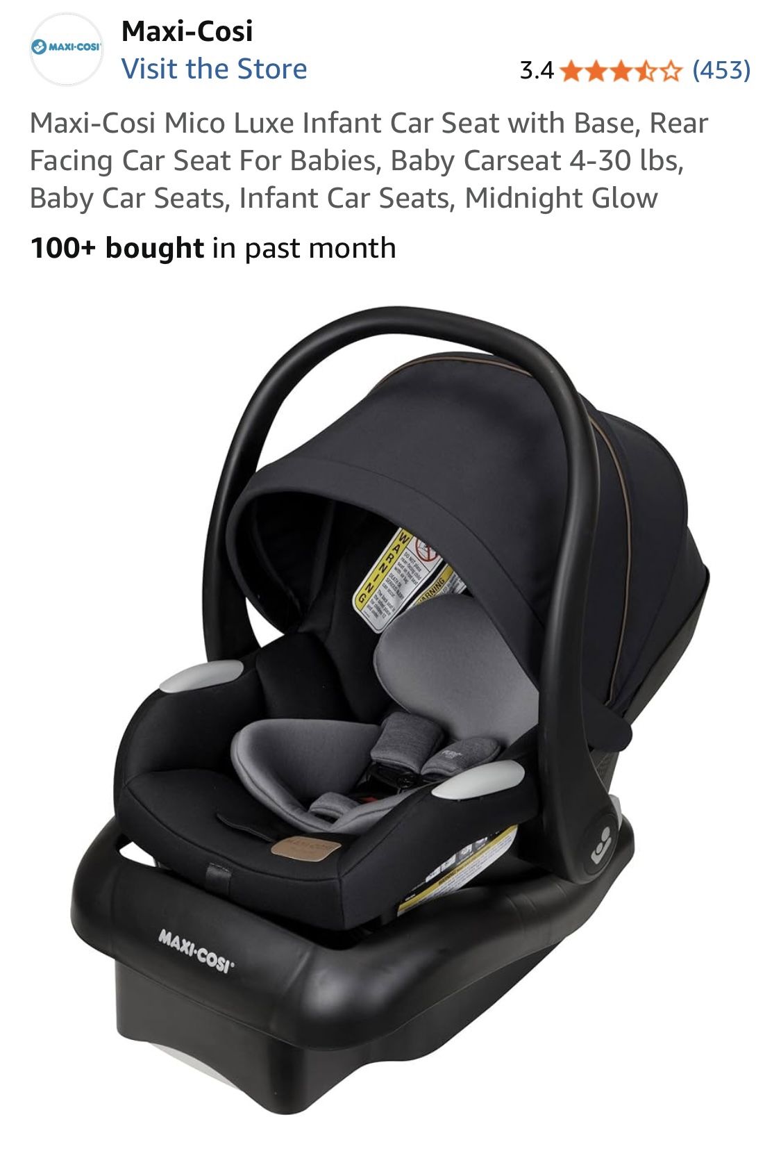Maxi Cosi Mico Luxe Infant Car Seat with Base, Rear Facing Car