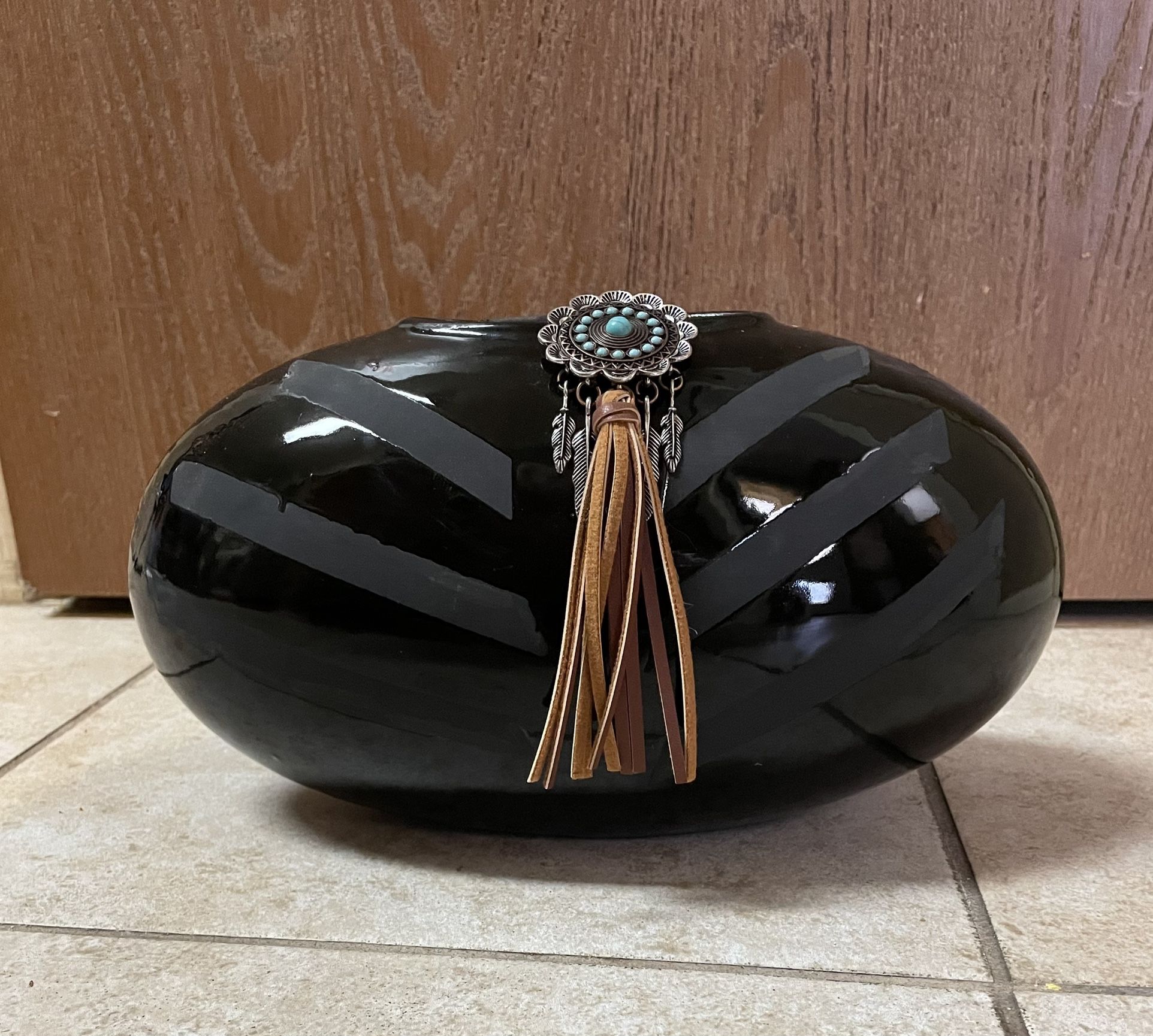 Ceramic Black On Black Vase