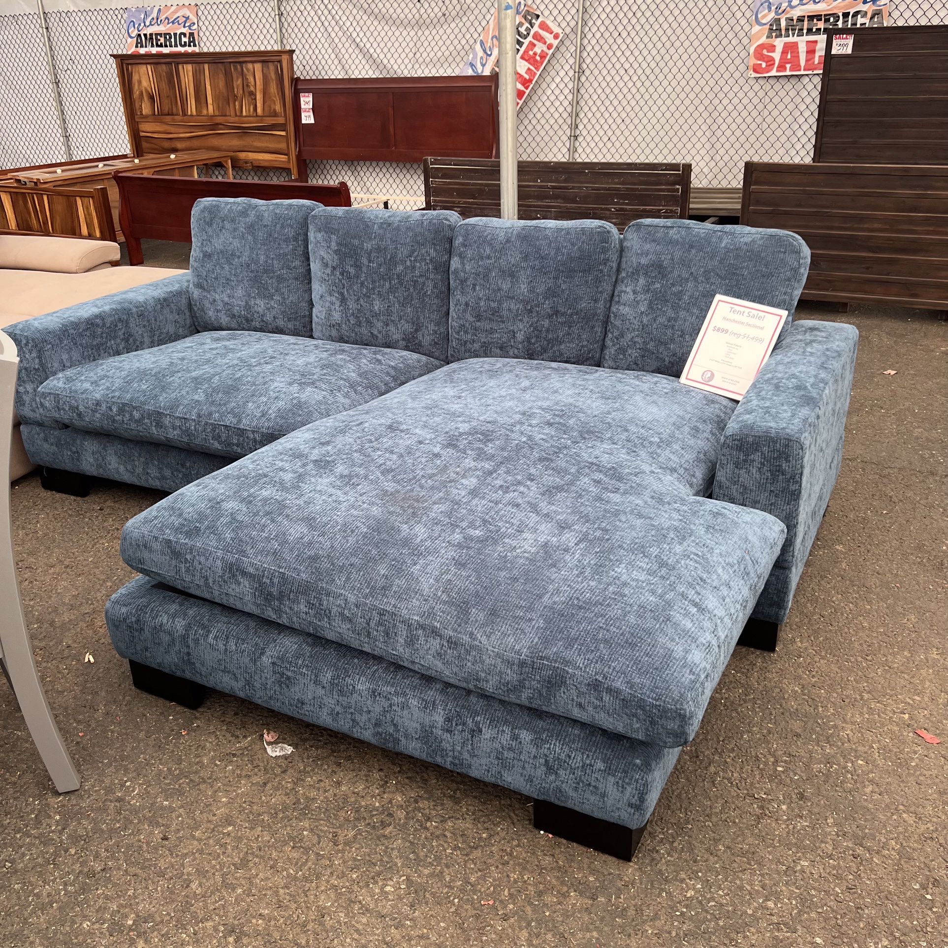 Fabric Sofa Sectional With Reversible Chaise - Manchester 