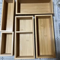 Premium Bamboo Drawer Organizer Set 