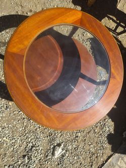 Solid Wood Round Table with Glass Top