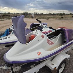 Pair Of Jetskis With Trailer Used Seadoo 1994