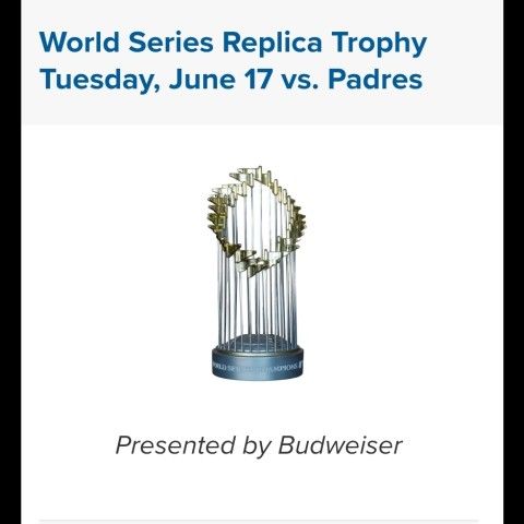 4 Seats On Reserve Row C Vs. Padres. World Series Trophy Giveaway. $80 Each