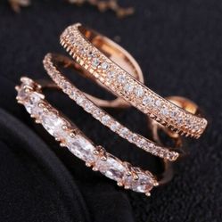 Rose Gold Stackable Adjustable Diamond Ring