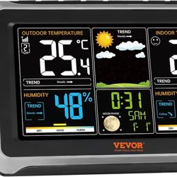  Weather Station Indoor Outdoor, 7.5 in Color Display, Wireless Digital Home Weather Station, with Sensor Atomic Clock Adjustable Backlight Forecast D