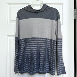 NWOT Univibe Gray & Blue Striped Hoodie – Boys XL (14/16)