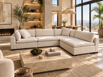Z Gallerie Feathered Down Modular Sectional Sofa Couch Reversible Chaise (Like New)