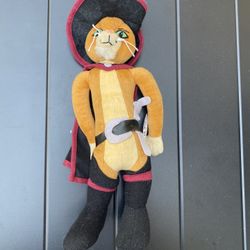 Shrek 2 Puss in Boots Stuffed Animal Plush (2004) by Nanco DreamWorks Orange Cat