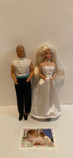 Vintage ‘90s Barbie and Ken wedding bride and groom