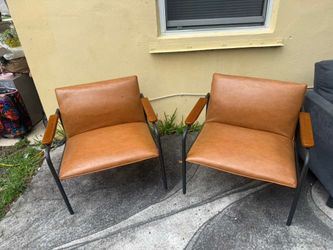 Sillas lounge camel faux leather