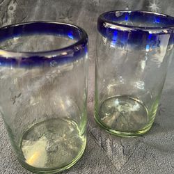 2 Blue-rimmed Drinking Glasses for Sale in Orange, CA - OfferUp