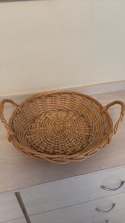 Round Wicker Basket with Handles
