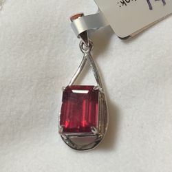 Emerald Cut Ruby Pendant 