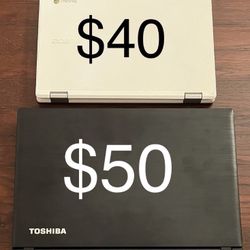 2 Laptops (Chrome Acer & Toshiba)