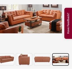 4 piece leather sofa, loveseat, chair and ottoman set