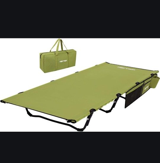 Extra-Wide Cot, Upgrade Sturdy Camping Bed, XXL Support for 500lb, Folding with Side Pocket, with Carry Bag Ultralight, for Backpacking and Travel (Gr