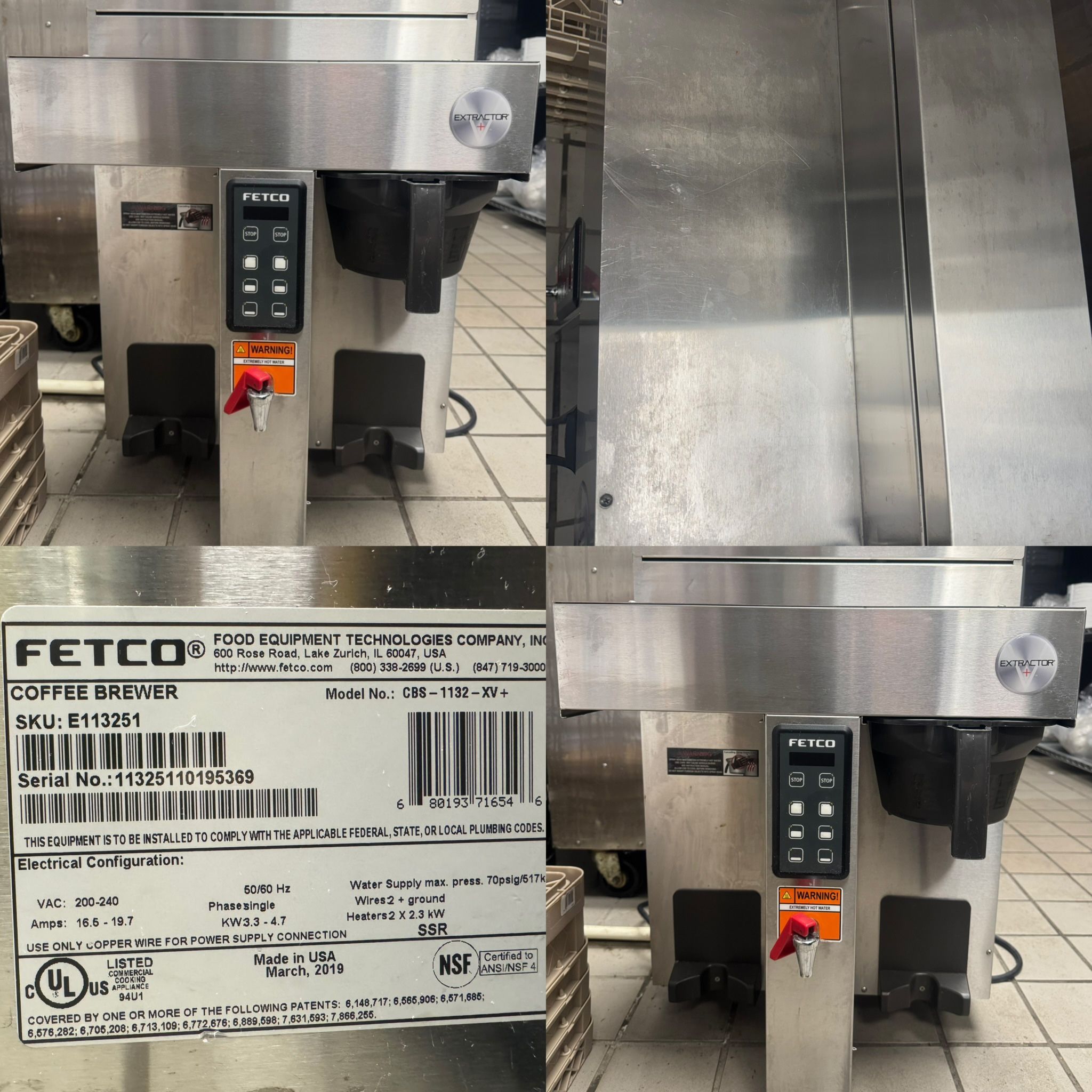 FETCO Coffee Brewer Model: CBS-1132-V+    Stainless Steel