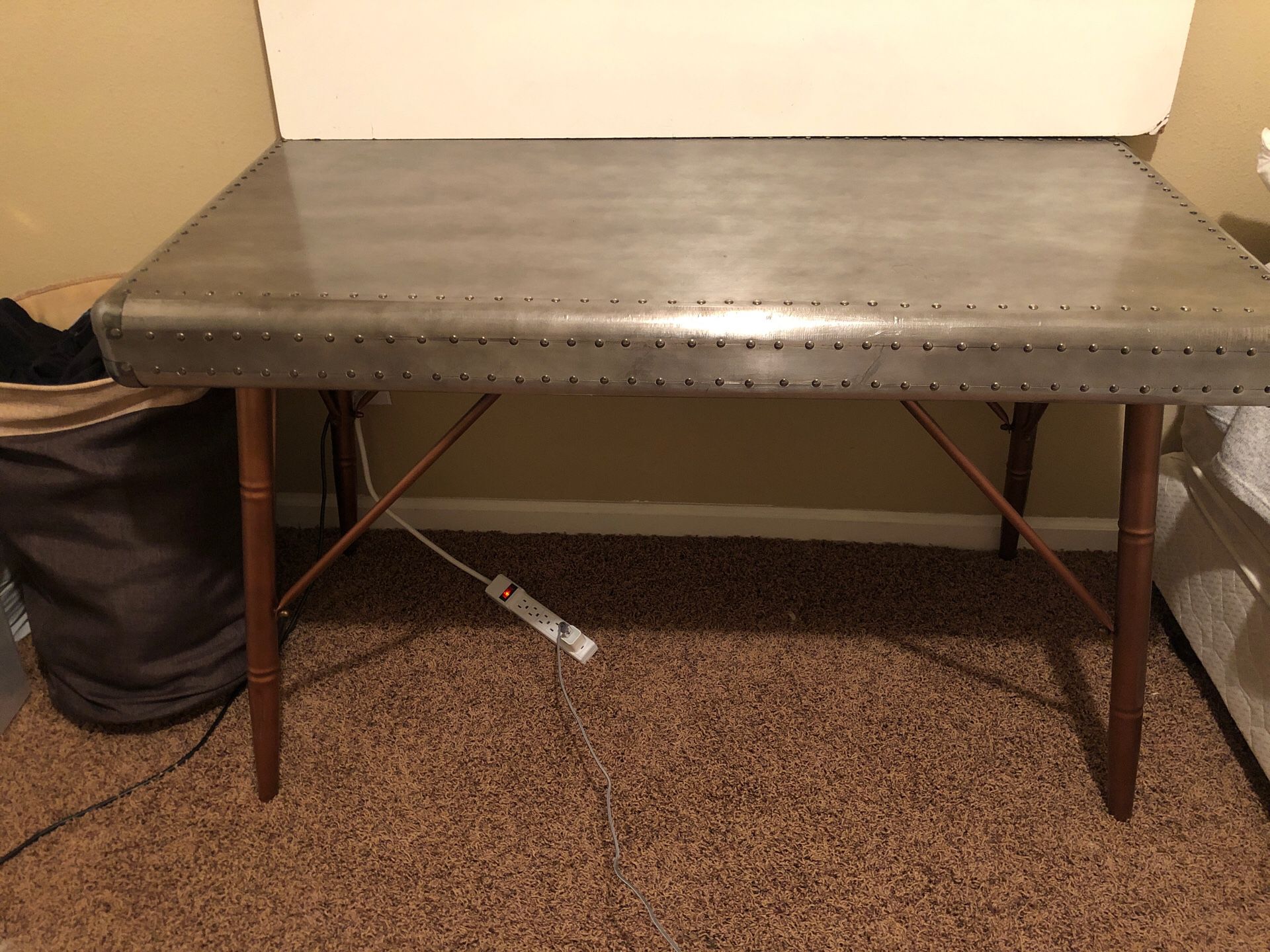 Stainless steal desk! Normal wear and tear. 25x12 3 feet tall. Will need a truck to take this!