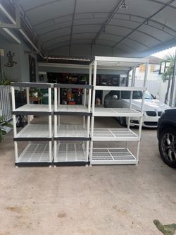 Plastic Garage Storage Shelving Units Set of 3