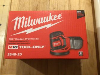 Milwaukee M18 Random Orbit Sander 5”.  Brand NEW.  Tool Only.   NUEVO.