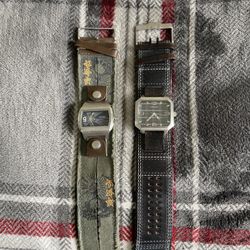 Fossil men watches- one leather and other cloth