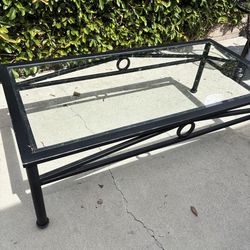 Glass Top Coffee Table – Metal Frame – 54” x 27”